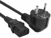 Kabel napájecí, 10 A, EURO, 1 m, černý