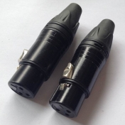 XLR profi konektor černý, zlacený, 3-pin, zásuvka