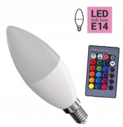 LED žárovka RGB 5 W E14 s dálkovým ovladačem