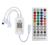 Hudební IR smart ovladač RGB LED pásků 5-24V, Bluetooth, 40 tlačítek