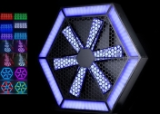 Šestiramenný background fan ventilátor, 576x SMD RGB LED, DMX