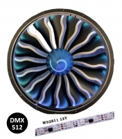 Ventilátor background fan, LED pásek WS2811, průměr 1 m, DMX