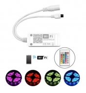 Mini RGB LED stripes controller, WiFi, IR remote control, mobile