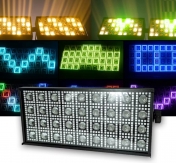 LED thunderscreen stroboskop, 648 RGB LED diod, 36 segmentů, 36x teplá bílá LED dioda, DMX