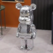 Decorative sculpture Disco bear Mirror Bearbrick, silver 50 cm