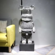 Decorative sculpture Disco bear Mirror Bearbrick, silver 80 cm